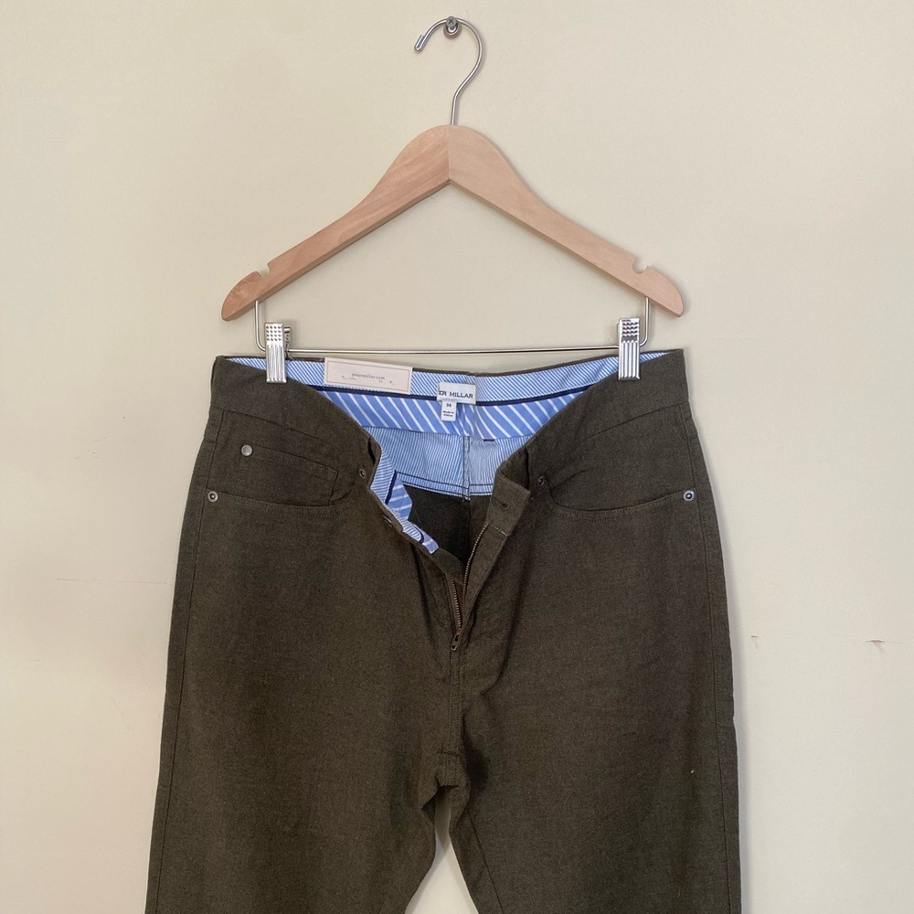 NWT peter millar flannel five pocket pants in loden / green